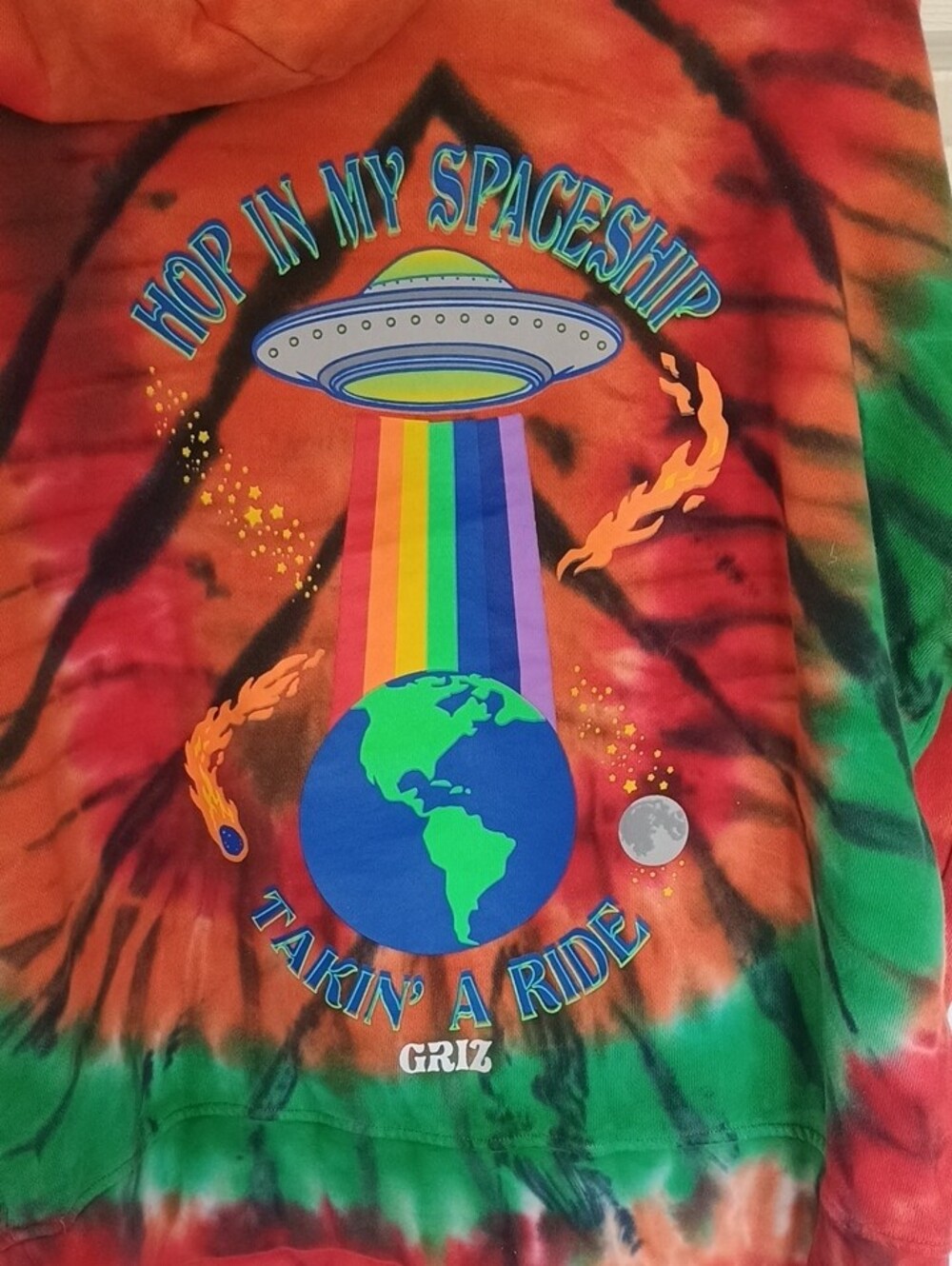 Tie-Dye Hoodie Sweatshirt - Red & Green - Picture 3 of 4